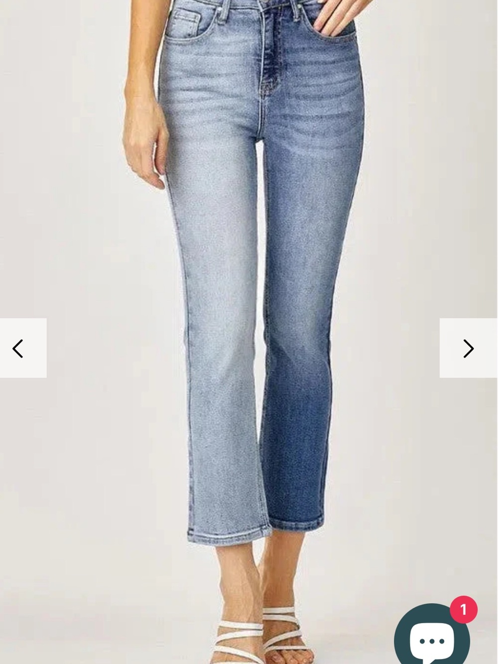 Risen Jeans Two Tone High-Rise Cropped Denim Jeans